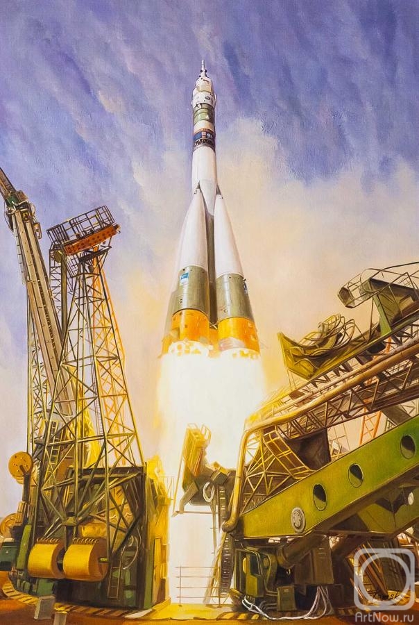 Kamskij Savelij. Start of the Soyuz MS-09 spacecraft