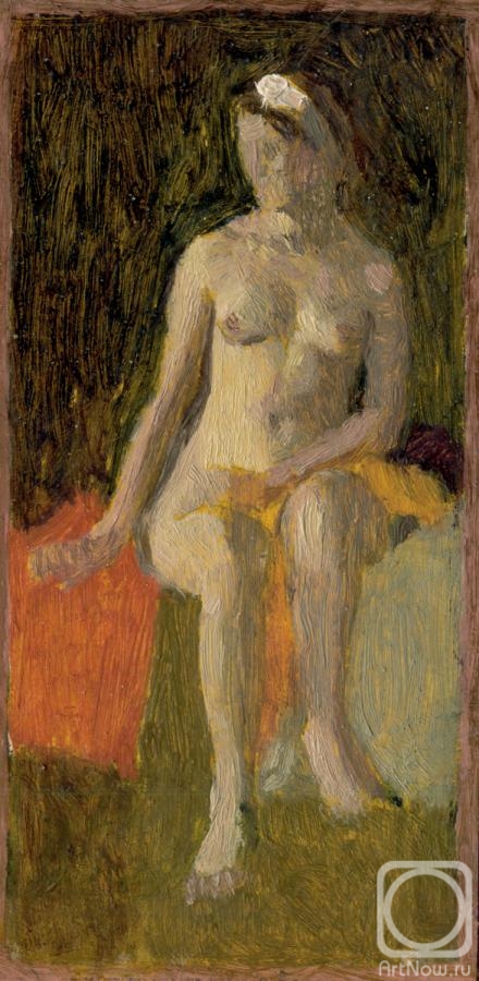 Dolgaya Olga. Nude model with white ribbon