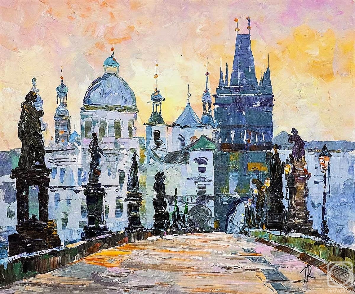 Rodries Jose. View of the Church of St. Francis of Assisi from Charles Bridge. Prague