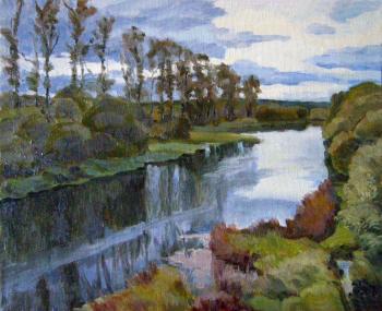 Painting River Protva in the outskirts of Borovsk. Homyakov Aleksey