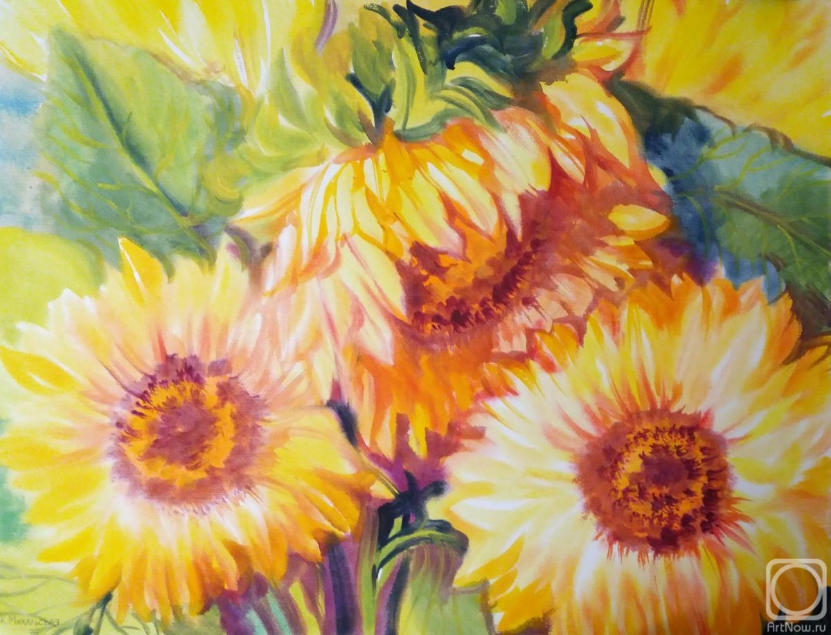 Mikhalskaya Katya. Sunflowers and the summer sun