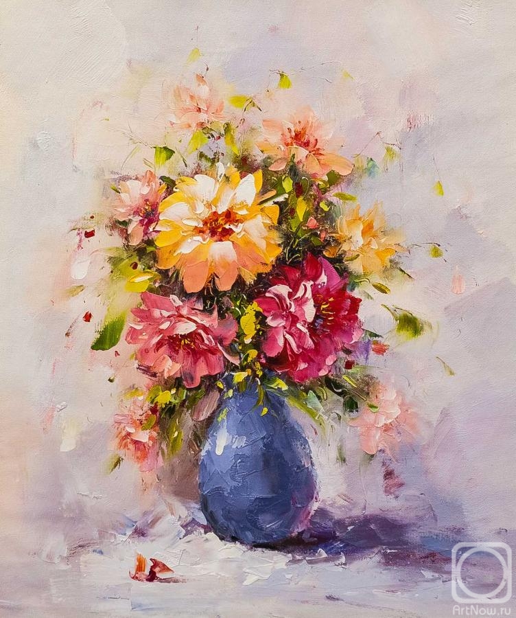 Gomes Liya. Garden bouquet in a blue vase