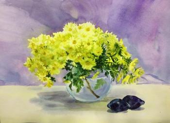 Study with yellow autumn flowers. Tsebenko Natalia