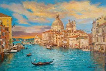 View of the Grand Canal in Venice at sunset