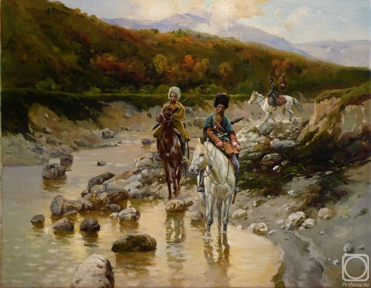 Saulina Ksenia. The Cossacks near a mountain river