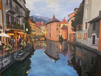 Evening in the Alpine town. Obolsky leonid