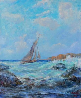 Seascape with Boat (Wawes). Solovev Alexey