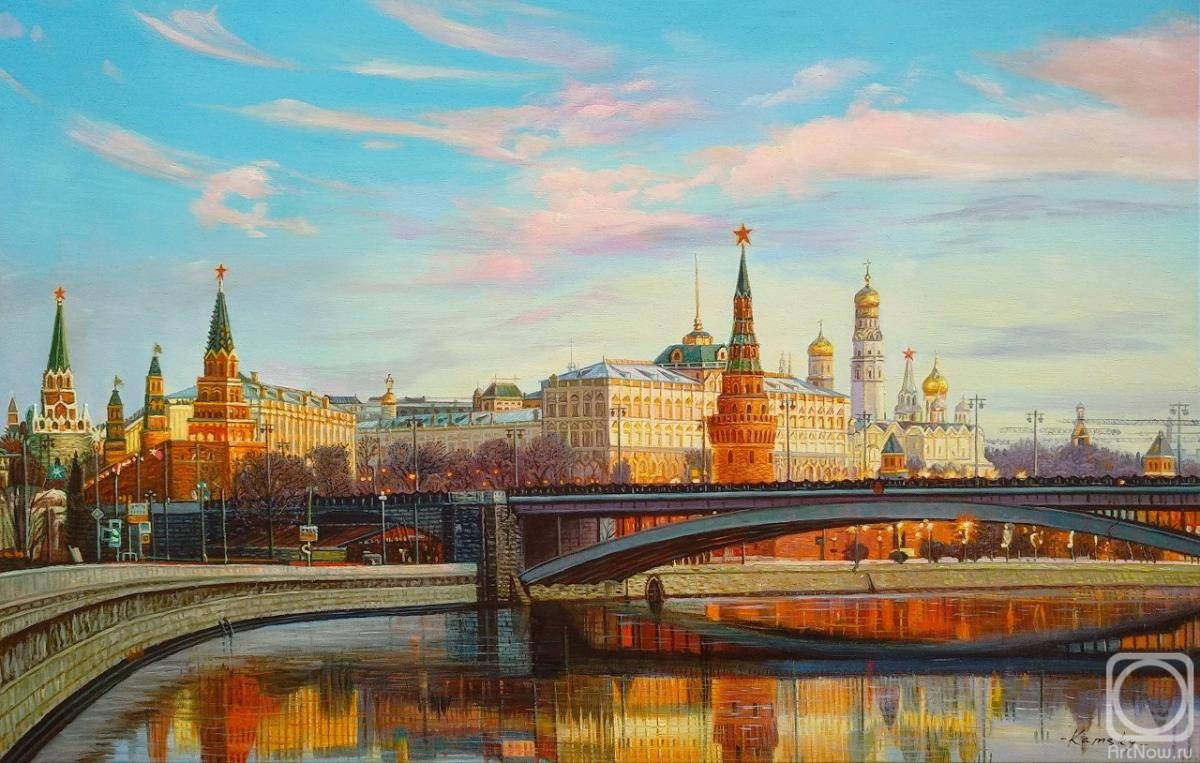 Kamskij Savelij. View of the Kremlin in the early morning