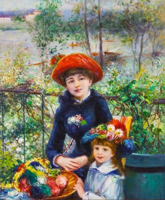 A copy of the painting by Pierre Auguste Renoir. Two Sisters (On the Terrace) (Younger And Older Sister). Kamskij Savelij