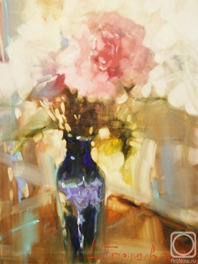    .  . Bouquet in a blue vase