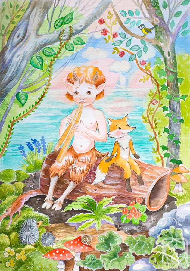 Beketova Olga. Little faun and fox