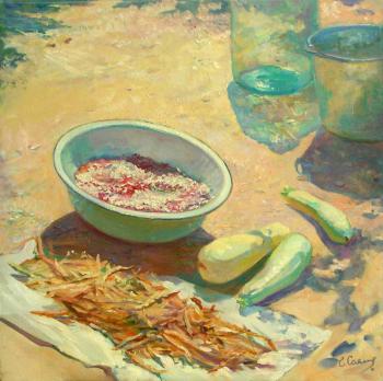 Still life with Beans and Zucchini. Sayapina Elena
