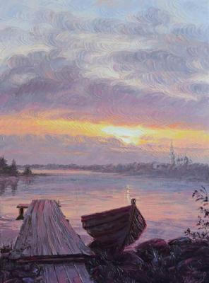 The boat. Sunset. Balaam. Krasovskaya Tatyana