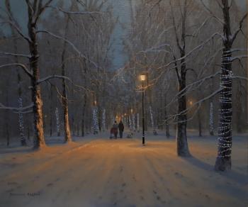 Saturday night in winter Park. Repnikov Andrei