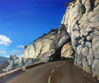 Road in the french Alps. Stone arch. Firsova Evgeniia
