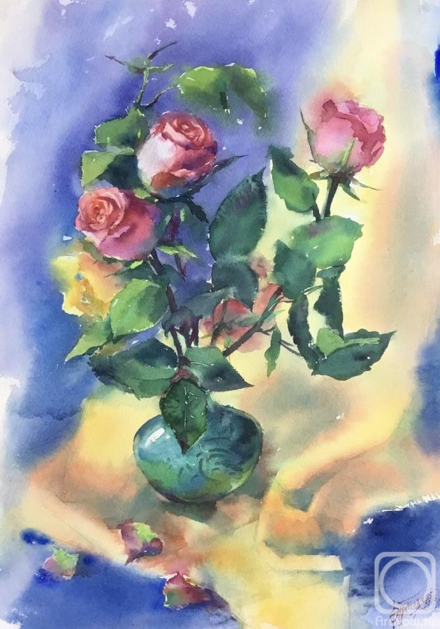 Gnutova Olga. Roses with dancing leaves