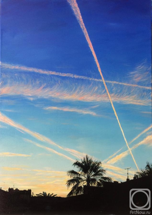 Firsova Evgeniia. The sky of the city. Sunrise and Airplanes