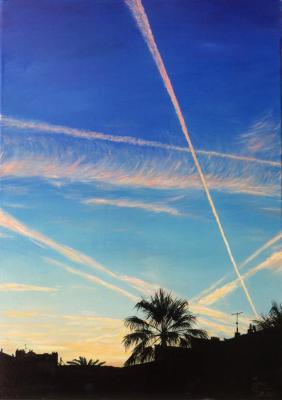 The sky of the city. Sunrise and Airplanes. Firsova Evgeniia