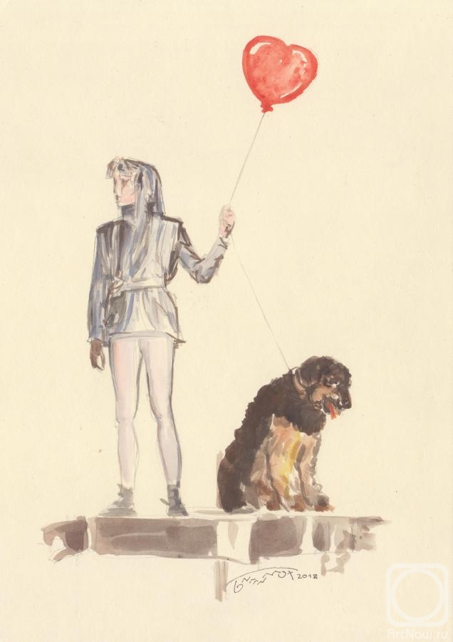 Ermilov Alexandr. Electronic. A boy with a dog