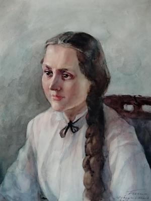 Portrait "Girl with a braid" (Belov). Belov Nikolay