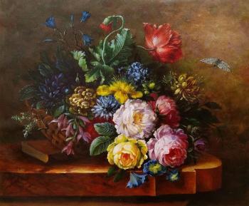 A copy of Elizabeth Coning's painting. A Rich Floral Still Life