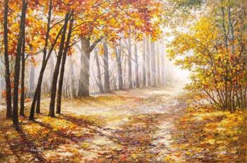 Autumn walks along the alleys of the park. Kamskij Savelij