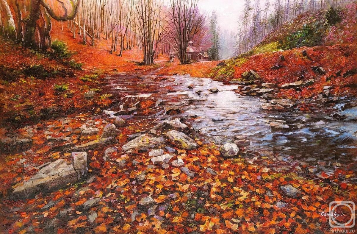 Kamskij Savelij. Stream in the forest. Velvet autumn