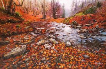 Stream in the forest. Velvet autumn (Painting On Velvet). Kamskij Savelij