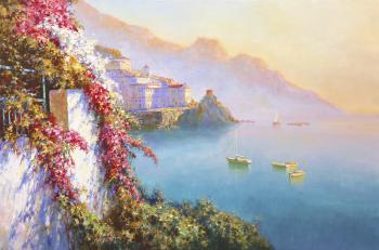 Obukhovskiy Yuriy Anatolevich. Amalfi. Flowers over the sea