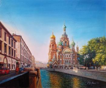 St. Petersburg in the summer. View of the Church of the Resurrection of Christ on the Blood. Romm Alexandr