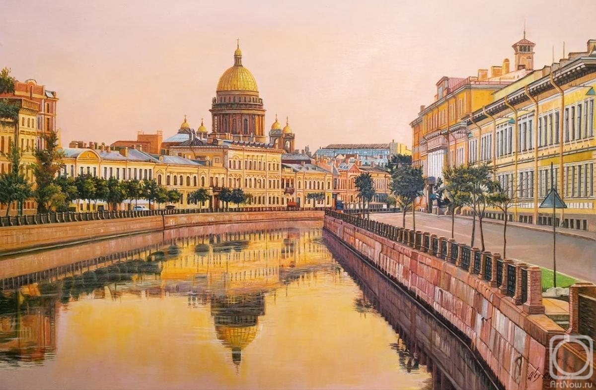 Romm Alexandr. View of St. Isaac's Cathedral from the embankment. Sunset