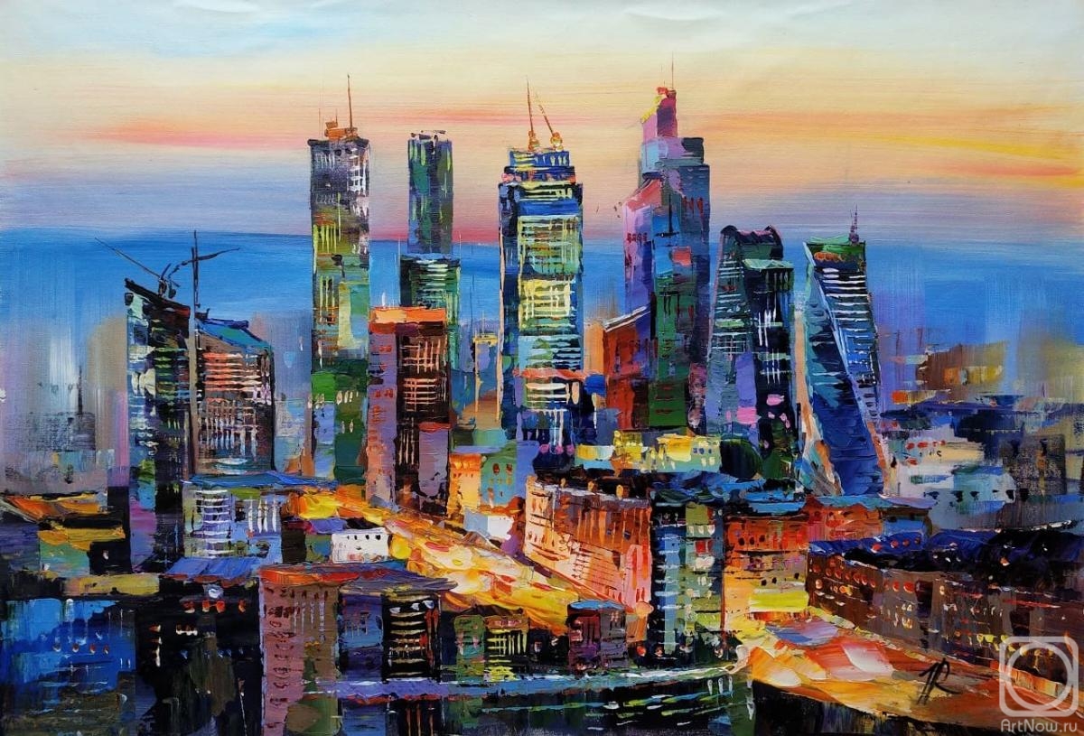 Rodries Jose. View of Moscow City. Sunset