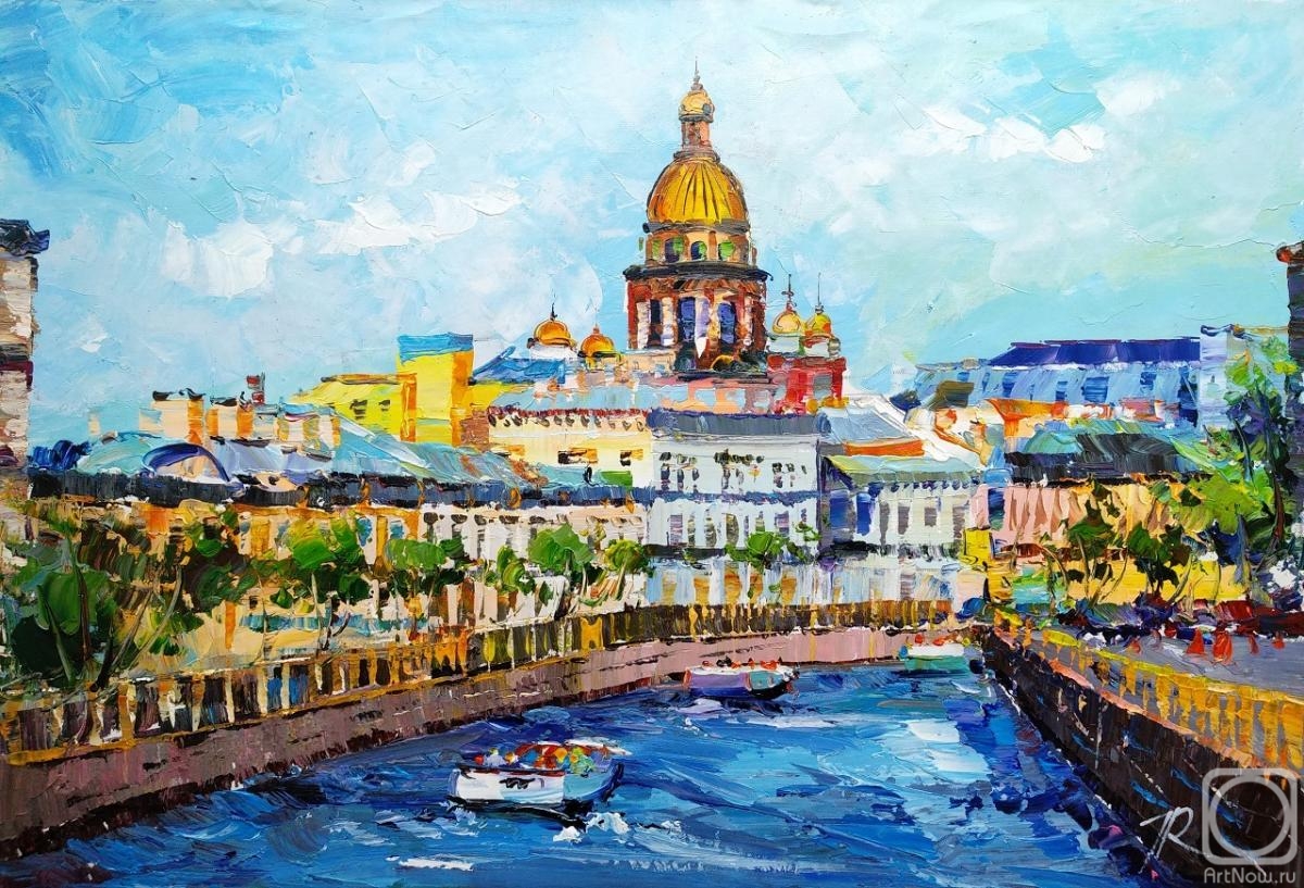 Rodries Jose. Walking along the canals. View of St. Isaac's Cathedral in the summer