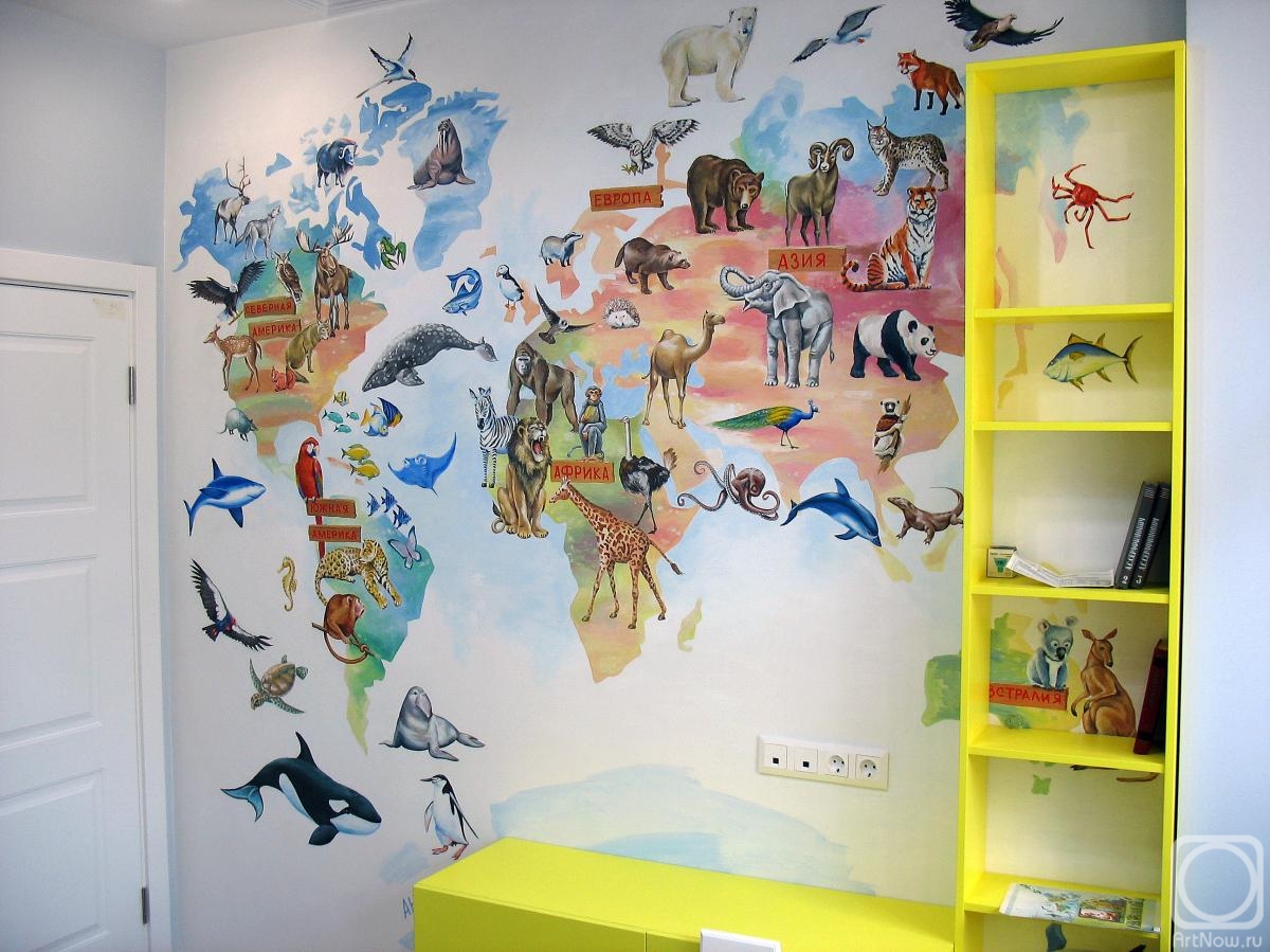 Pilyaev Alexander. Map of the world in the children's room