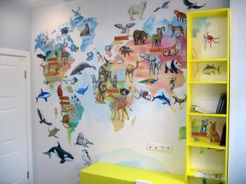 Map of the world in the children's room. Pilyaev Alexander