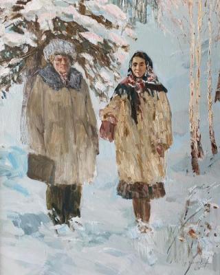 Seif-portrait with wife. Zakharov Ivan