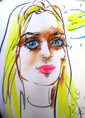 Gray eyes, friendly cartoon from nature. Dobrovolskaya Gayane