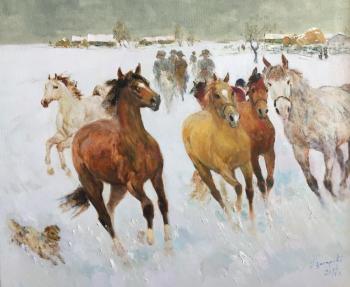 Boys and Horses. Zakharov Ivan
