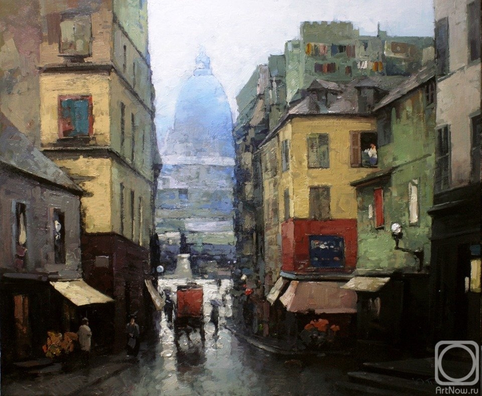 Pryadko Yuri. Latin Quarter Street with Pantheon View