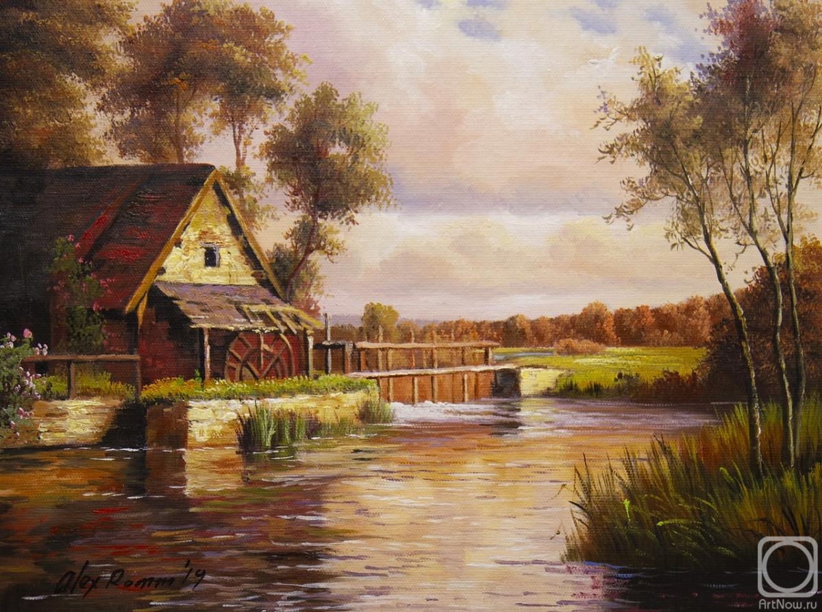 Romm Alexandr. Copy of Louis Aston Knight's painting. The Old Mill in Normandy