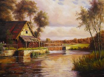 Copy of Louis Aston Knight's painting. The Old Mill in Normandy
