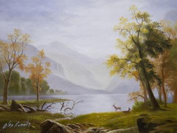 A copy of the painting by Albert Bierstadt. Valley at Kings Canyon (King Canyon). Romm Alexandr