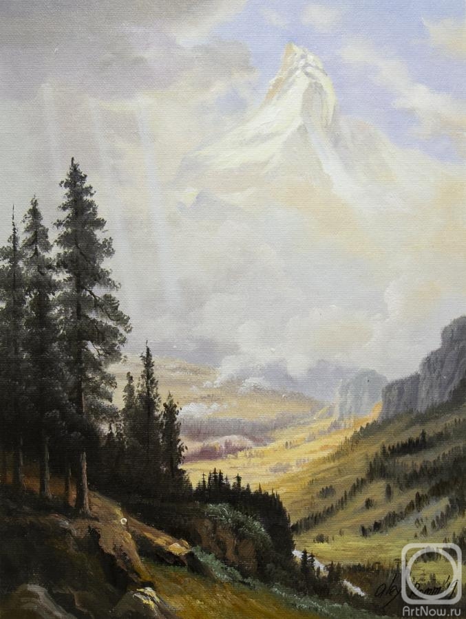Romm Alexandr. Copy of Albert Bierstadt's painting. Sunrise on the Matterhorn