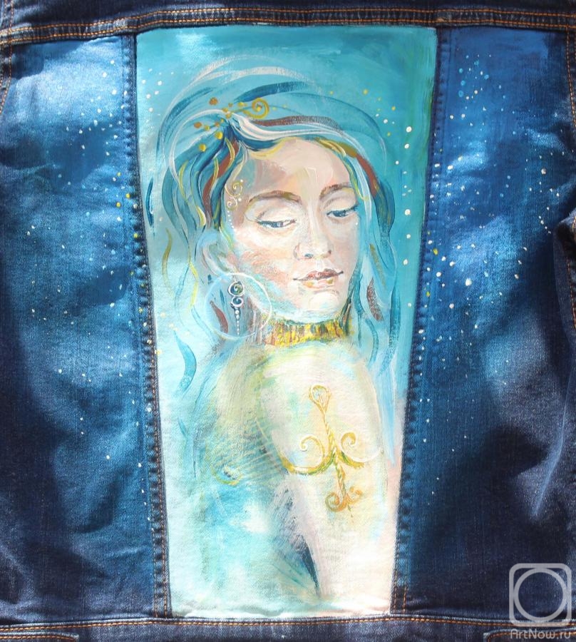 Grebneva Yuliya. The painting on the jeans "Martian"