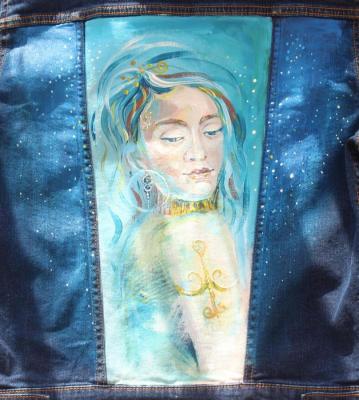 The painting on the jeans "Martian"