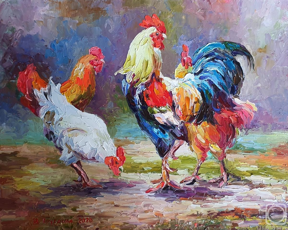 Kruglova Irina. Rooster and hens
