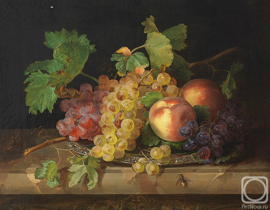 Baigundin Ildus. Still life with peaches and grapes
