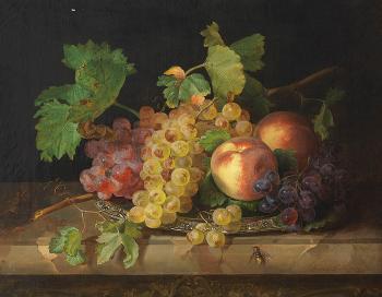 Still life with peaches and grapes. Baigundin Ildus