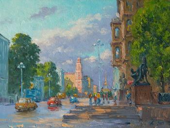 Anichkov bridge, summer day in Saint Petersburg