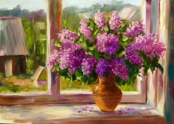 Lilac on the window. Kurilovich Liudmila
